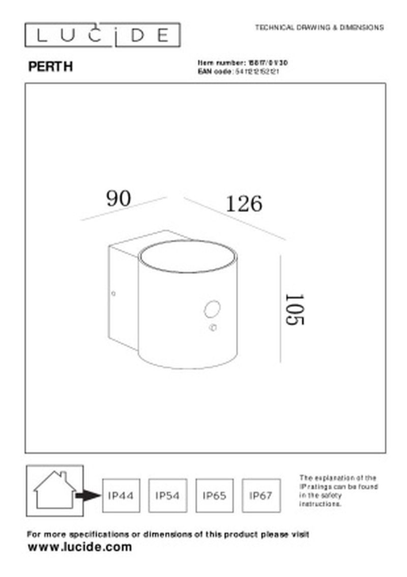 Lucide PERTH - Nástenné svietidlo Indoor/Outdoor - LED Dim. - 1x1W 2850K/3150K - IP65 - Senzor deň/noc - Čierny